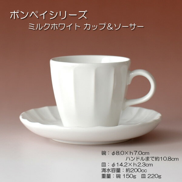 ポンペイ ミルクホワイトカップ＆ソーサー /お家cafe 珈琲碗皿 美濃焼(岐阜県)/のサムネイル
