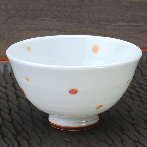 水玉 めし碗(赤)　/ ご飯茶碗 軽量食器 水玉柄 美濃焼(
