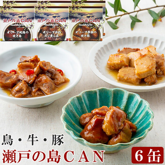 無添加 瀬戸の島CAN　3種6缶セット（オリーブ夢豚の焼き豚、オリーブ地鶏の焼き鳥、オリーブ牛のスジ煮こみ　各2個） 希少糖含有 香川県産オリーブと肉類使用 共栄食糧 ギフト お歳暮 のし対応可