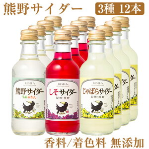 熊野サイダー3種12本セット(うめみかん、しそ、じゃばら各4本)香料・着色料無添加 熊野鼓動 ギフト のし対応可