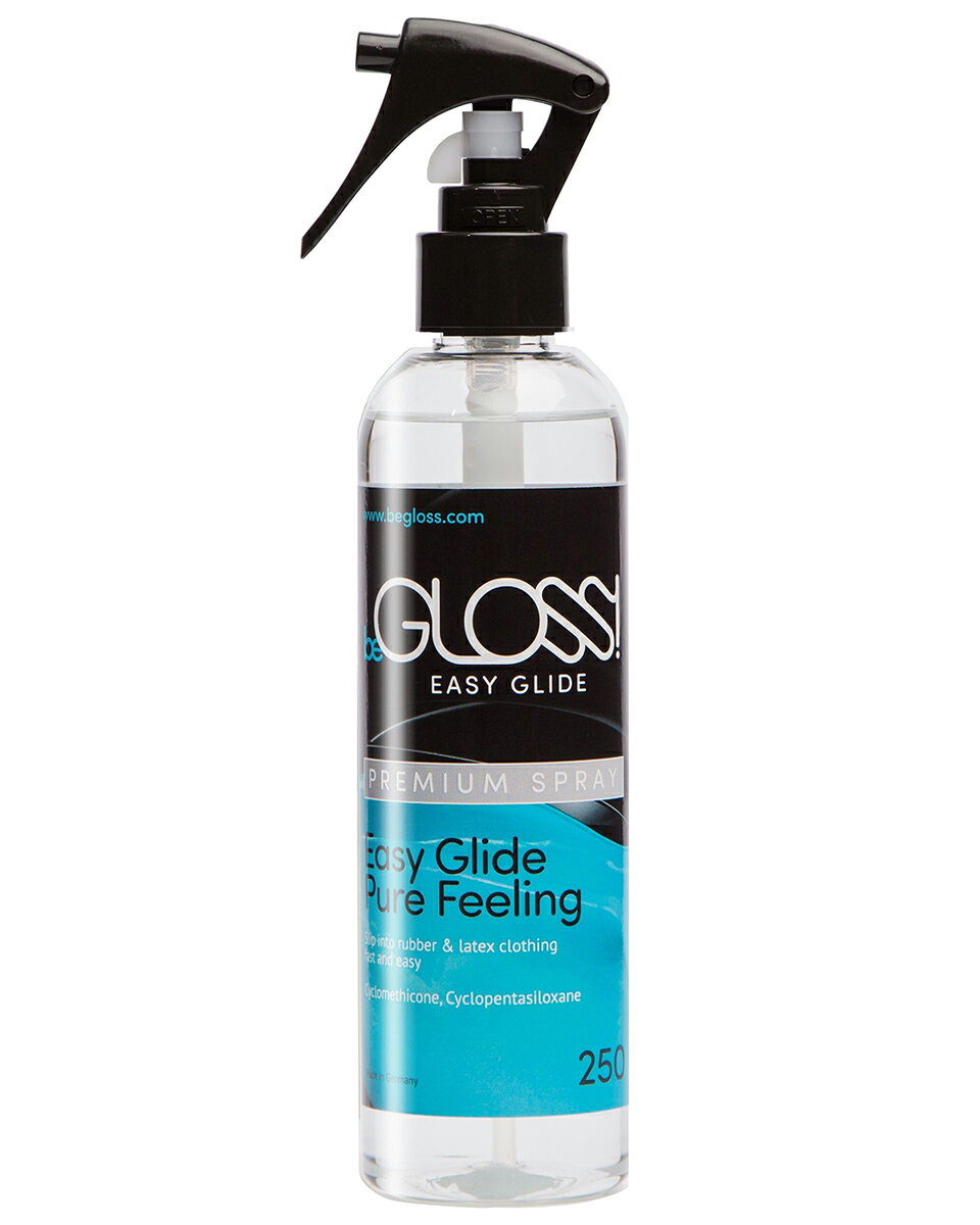 ドイツ発のラバーケアブランド「beGLOSS（ビーグロス）」のドレッシングエイドローション「Easy Glide」250ml。スプレー式で使いやすく、さらに滑らかで伸びのよいPREMIUMなローションです。 ラバーウェア着用時の滑りを良くす...