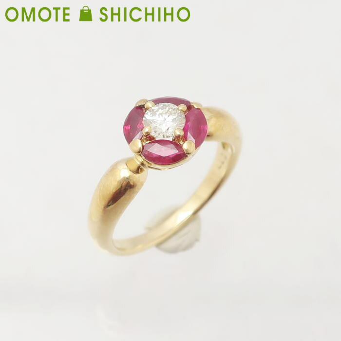 【中古】K18ルビーダイヤモンドリ...