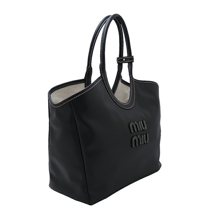 【未使用品】 MIU MIU ミュウミュウ アイビー トートバッグ ハンドバッグ ステッチ ソフトレザー 5BG81 ブラック 黒 レディース【中古】