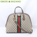 GUCCI グッチ ミディアム 2way ハンドバッグ ショルダーバッグ GGスプリーム PVC オフィディア シェリーライン レザー ベージュ ブラウン 524533 レディース 美品