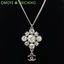 CHANEL シャネル ココマーク ラインストーン フラワー ネックレス A37251 PL '12年製 CCマーク ホワイト シルバー レディース アクセサリー 美品【中古】