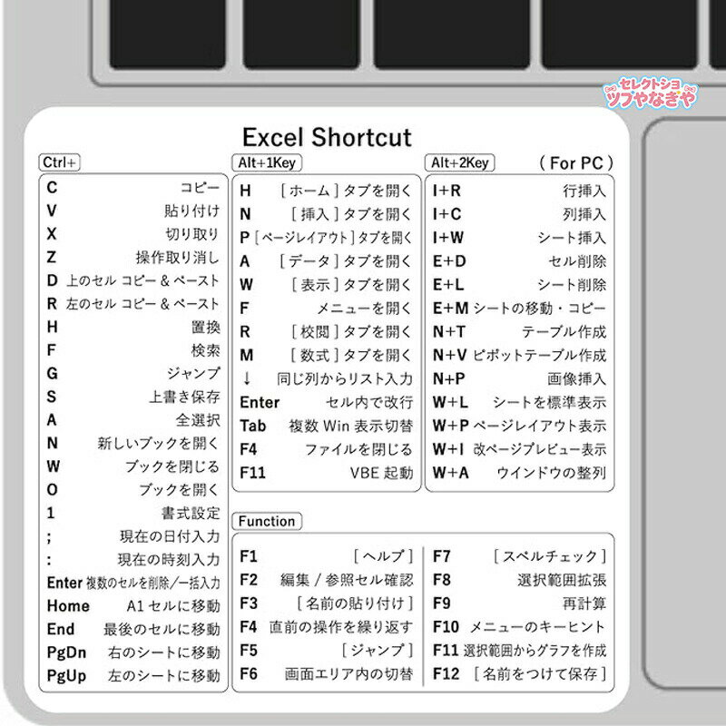 Rakuten - 【2枚セット】ショートカットステッカー Windows Mac用 EXCEL PVC ステッカー 透明ビニールステッカー ウィンドウズ エクセル マック ショートカットキーラベル キーボード ノートPC対応 パソコンシール キーステッカー パームレスト 貼るだけ 高温に耐え 貼り付けが簡単