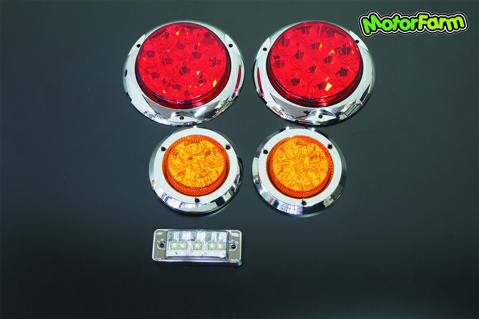 メーカー直送 モーターファーム ジムニーに汎用LEDテールランプセット メッキベゼル［L］ ※代引不可・返品不可