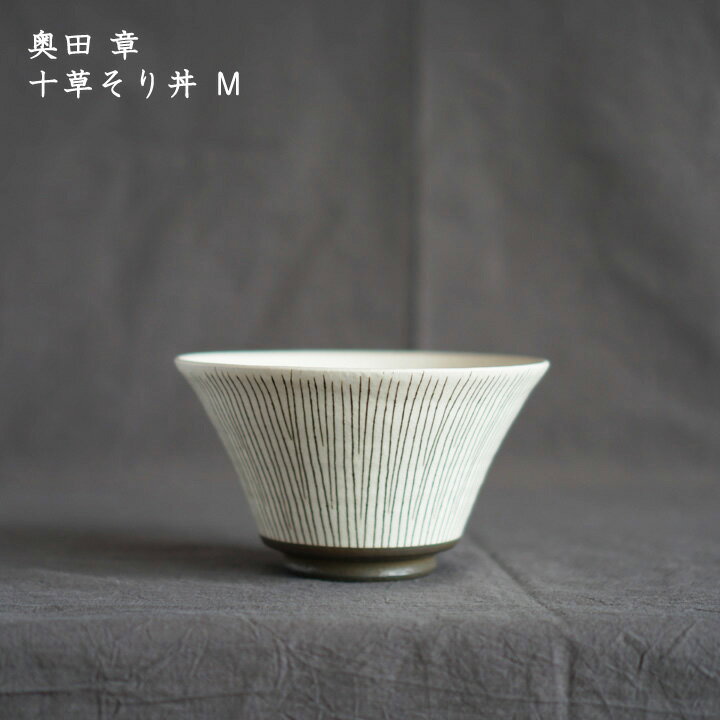 奥田 章　十草そり丼 M│鉢 深皿 ボウル しましま ストライプ シンプル おしゃれ かわいい カフェ 和食器 陶器 日本製 作家もののサムネイル