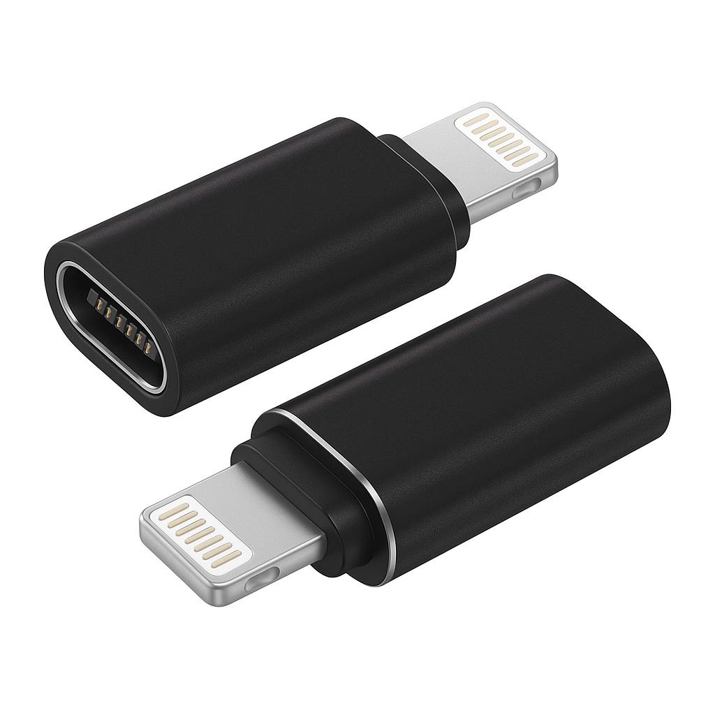 【27日までマラソン限定50円OFF】【P10倍！2セット購入で100円OFFクーポン】タイプC TypeC to ライトニングLightning へ変換するアダプター2個 ブラック+変換コネクタブラックー2点+