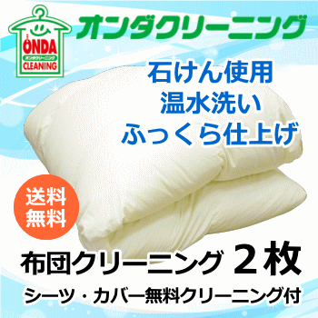 布団クリーニング2枚　宅配　羽毛布団　温水丸洗い ふとんクリーニング　【送料無料】(北海道・沖縄・..