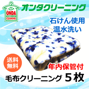 【年内保管付】毛布クリーニング 5枚まで詰め放題　温水丸洗い オプションで保管・除菌抗菌加工・防ダニ加工有 ダブルサイズまでOK【送料無料 (北海道・沖縄・離島除く)】