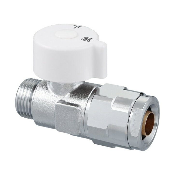 オンダ製作所 WB35-1313MA-S-1 流量調整ボールバルブ 平行おねじ バンド型スタンドセット G1/2×13A(PEX・PB) 丸形ハンドル(アイボリ...