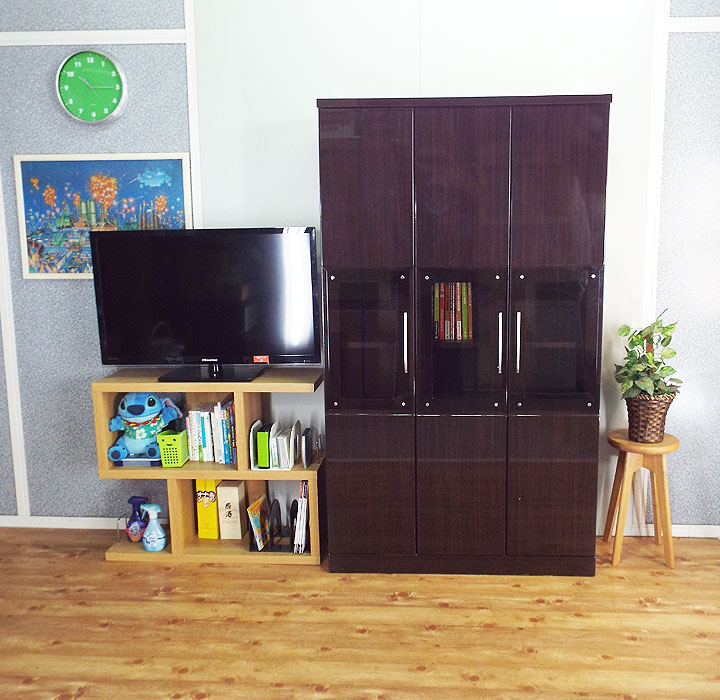 本棚 書棚 高級 スタイリッシュ 扉付 大容量 キャビネット フリーボード 開き戸 薄型 幅105cm 高さ180 ..