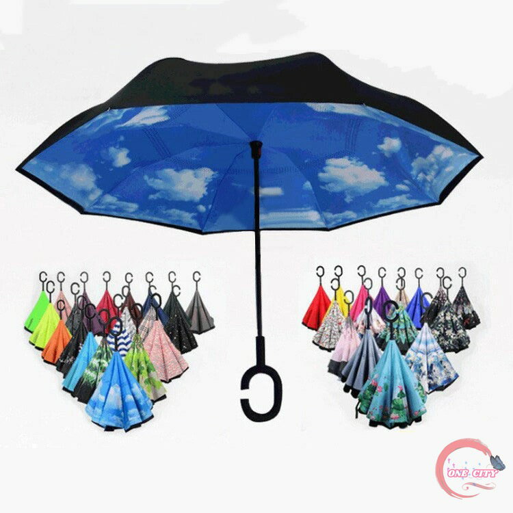 逆さ傘 逆さま傘 さかさま傘 長傘 濡れない 晴雨兼用 UPF50以上 C型 内側 さかさまかさ 梅雨 雨 レイングッズ 雨具 レディース メンズ 逆向き 逆さまの傘 花柄 ピンク かわいい おしゃれのサムネイル