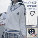 スクールベスト ホワイト ライン入り ニットベスト Vネック 年間使いやすい 男女兼用 ジュニア 女の子 男の子 セーター 制服 学生服 高校 中学 通学 ニッ...