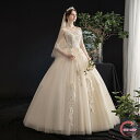 ウエディングドレス ブライダルドレスドレス ロングドレス wedding dress 袖あり 七分袖 五分袖 結婚式 ブライダルドレス 花嫁 二次会 フォーマル...