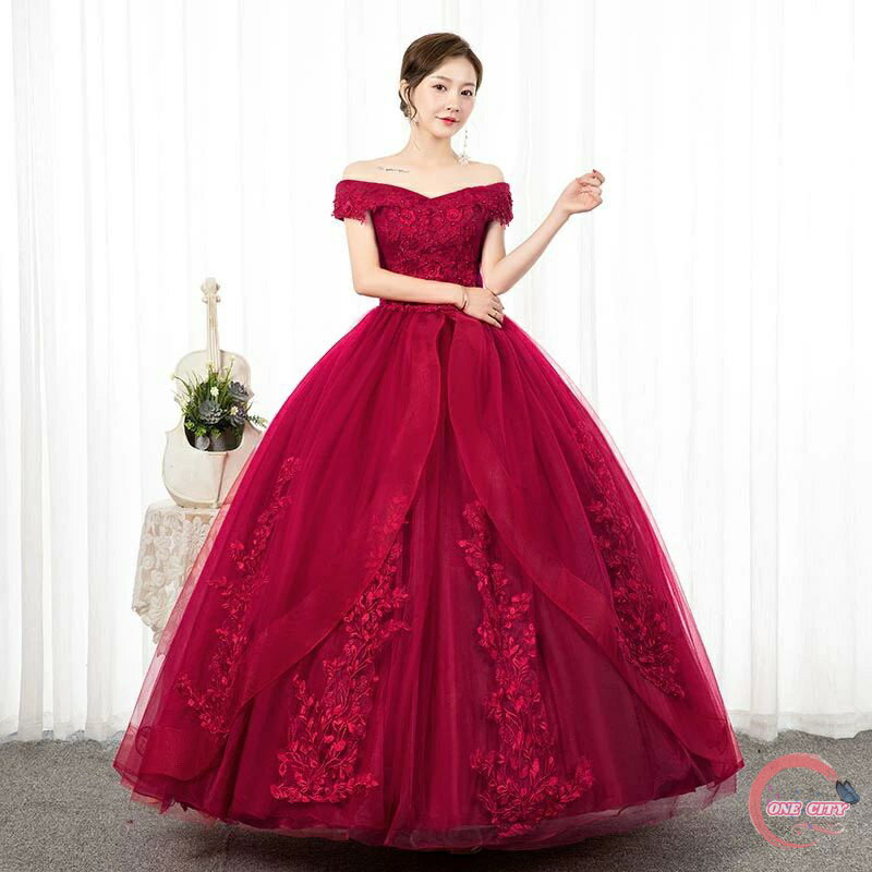 【限定500円OFF】ステージ 衣装 ロングドレス 舞台衣装 演奏会用ドレス ピアノ発表会 プリンセスドレス 大人 パーティードレス 花嫁 二次会 ウェディングドレス カラードレス オフショルダー ワインレッド 大きいサイズ オーケストラ コンクール 声楽 オペラ 小きい