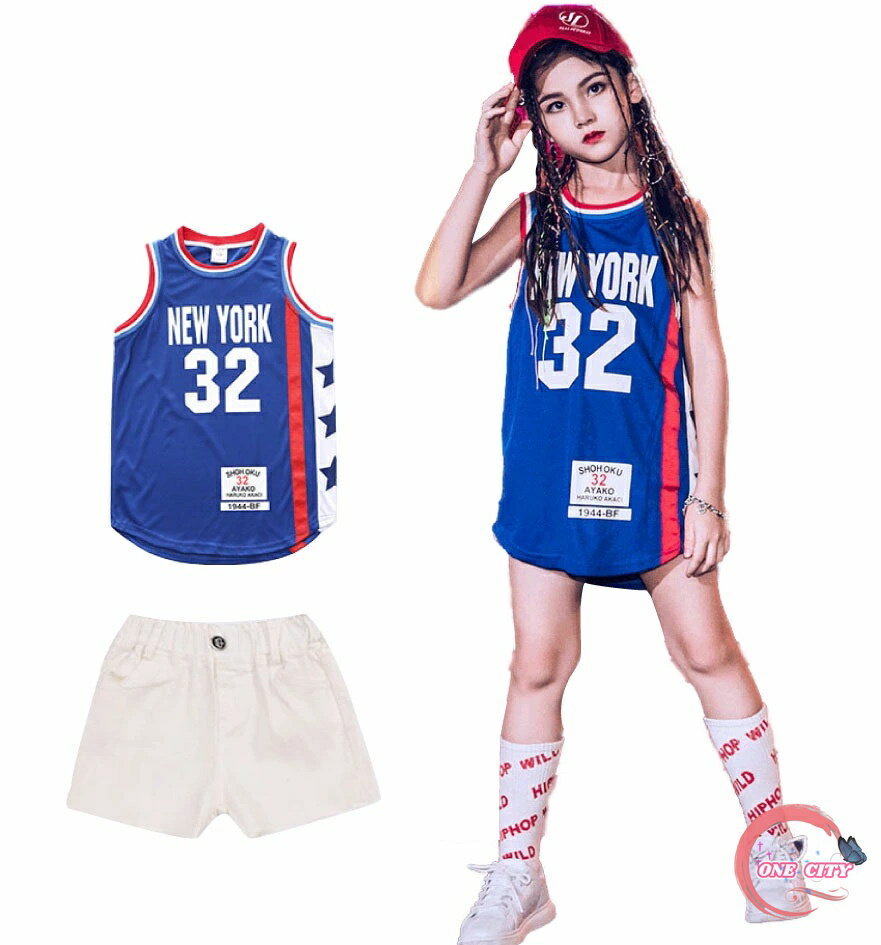 ニューヨーク 星条旗 チアガール キッズ ダンス衣装 女の子 セットアップ チア 衣装 チアダンス 衣装 チアパン 白 ショートパンツ ダンス トップス ダンス...