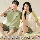 夏用 ルームウェア カップル 10タイプ レディース メンズ パジャマ 上下セット 半袖Tシャツ 半ズボン 無地 ペアルック レディースパジャマ メンズパジャマ セットアップ 寝巻き 部屋着 旅行 新生活 ギフト プレゼント M L LL 3L 4L カジュアル ゆったり サウナ リンクコーデ