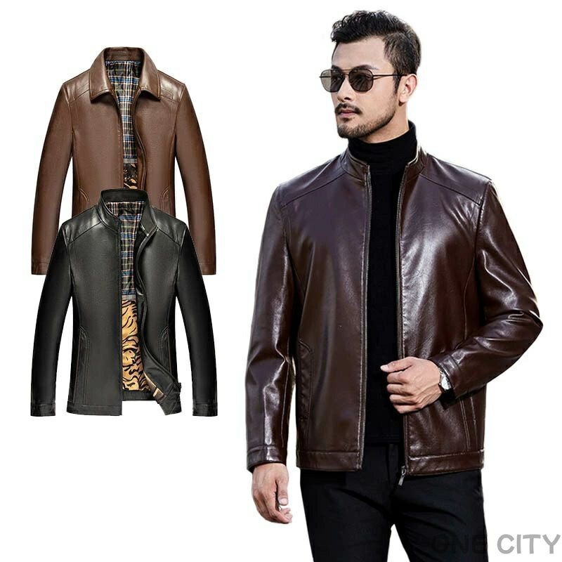 Jumper, Blouson - メンズ レザージャケット ライダースジャケット PUレザー ライダース ジャケット冬 長袖 防風