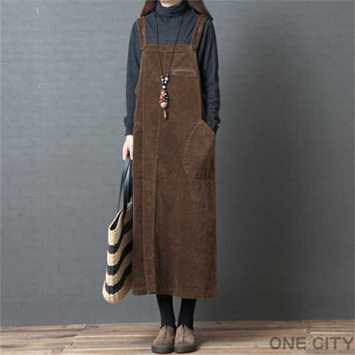 ジャンパースカート レディース 秋 冬 サロペット ワンピース コーデュロイ ワンピース ロング ワンピース サロペットスカート オールインワン タンクワンピース オーバーオール ロンパース 重ね着 可愛い 無地 春 秋 冬 ゆったり 体型カバー 30代 40代 送料無料