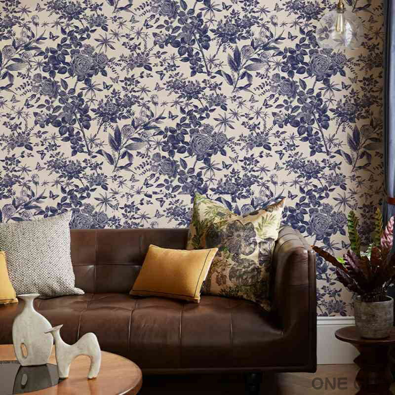 ボタニカル シンプル 44cm*3m 壁紙 シール はがせる お洒落な インテリア 新生活 壁紙 リメイク シート キッチン リフォーム ウォール ステッカー 簡単DIY プレゼント ブルー ファッ