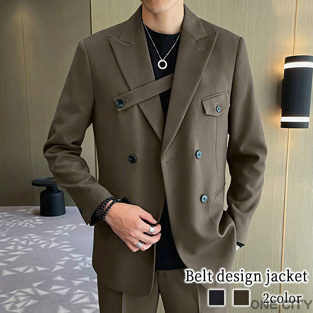 テーラードジャケット メンズ ベルトデザインジャケット テーラードジャケット おしゃれ 秋 中綿 冬 チ..