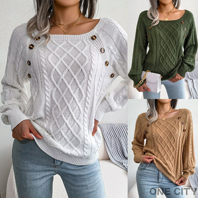 Rakuten - ニット セーター レディース ケーブルニット クルーネック 長袖 秋 冬 春 アクリル S/M/L/ 20代 30代 40代 50代 ファッション 大人 トールサイズ 高身長 大きいサイズ おしゃれ シンプル オフィス きれいめ オフィスカジュアル トップス 大きいサイズ 春秋冬