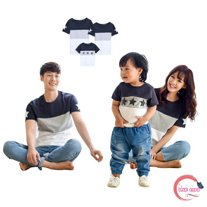 tシャツ　親子 カップル　ペアルック tシャツ 星柄 Uネックtシャツ　親子 ペアtシャツ 親子お揃い カッ..