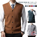 全6色×5サイズ!カシミヤ混 トップス メンズ ニットベスト シンプル フォーマル 無地 前開ベスト 大きいサイズ お洒落 おしゃれ ビジネスベスト 洗える ビ...