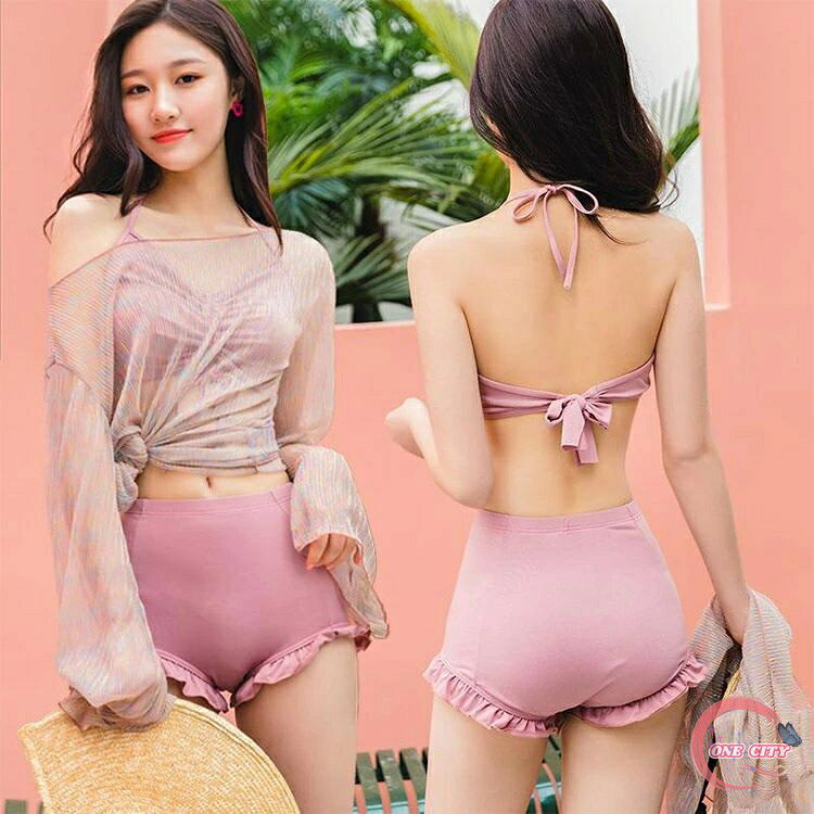 水着 ビキニ 韓国 小胸 レディース 水着 女の子 三点セット 体型カバー タンキニ ビキニ セクシー 可愛い お洒落 お腹 お尻 太もも カバーアップ パッド付き 露出控えめ 韓国風 高校生 大学生 プール 海 旅行 10代 20代 30代 M L XL ピンク 大きいサイズ ファッション