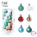 クリスマスボール 48pcs クリスマスツリー オーナメント 飾り 直径3cm 小さいボール クリスマス デコレーション ボール 装飾ボール プラスチック パーティー用品 プレゼント 贈り物 装飾 子供会 新年 部屋 喫茶店 店舗 安い