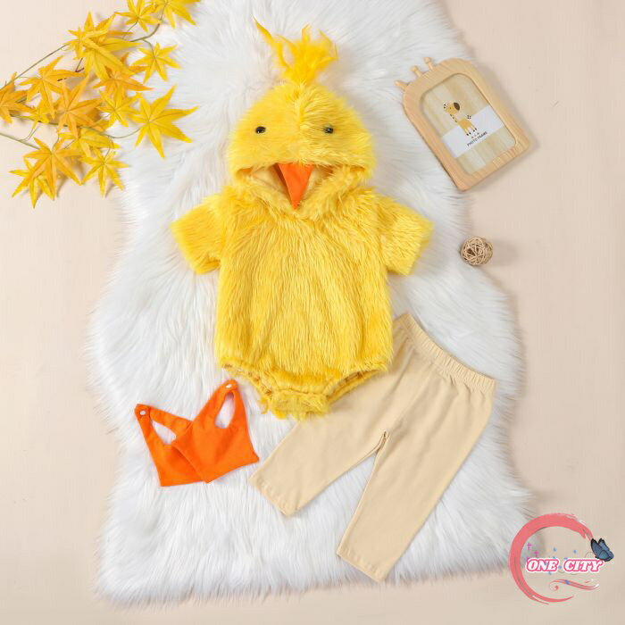 赤ちゃん 着ぐるみ ひよこ ベビー ハロウィン 仮装 コスチューム 衣装 男の子 女の子 動物 アニマル ロンパース 新生児 長袖 出産祝い 可愛い パーティー 人気 萌え カバーオール フード付き パジャマ 撮影 2