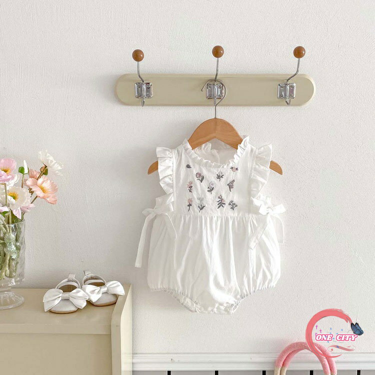 ベビー服 女の子 ロンパース カバーオール 半袖 赤ちゃん服 新生児服 夏服 ワンピース ホワイト 白 リボン 刺? フルリ 子供服 新生児 おしゃれ 七五三 お食い初め 出産祝い 退院服 春秋 かわいい おしゃれ