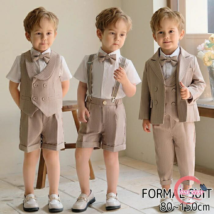 楽天ONE CITY男の子 フォーマル 4/5/6点セット 半袖 スーツ 子供 キッズ 子供服 男児 シャツ 紳士服 かっこいい 蝶ネクタイ コサージュ ピアノ 結婚式 幼稚園 七五三 誕生日 お宮参り 入園式 入学式 卒業式 卒園式 発表会 演奏会 80 90 100 110 120 130cm