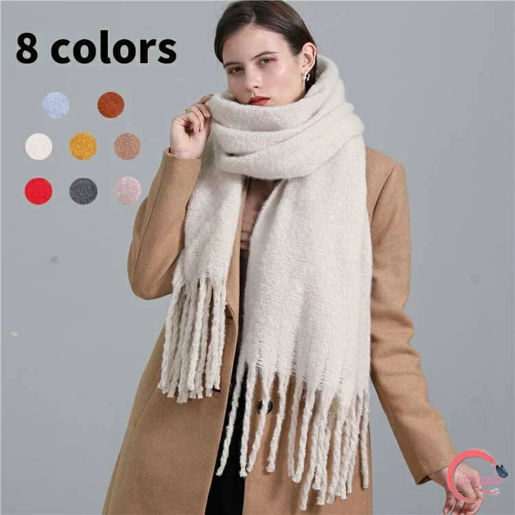 楽天ONE CITYマフラー 冬 レディース ボリューム ストール（220x50cm） チェック柄 大判 無地 ロングマフラー 暖かい おしゃれ 小顔効果 長い 厚み 厚い 小顔効果 ロングマフラー 仕事用 モヘアタッチ カジュアル 秋冬 クリスマス プレゼント 実用的 あったか