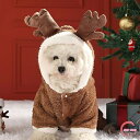 ペット服 クリスマスコスチューム トナカイ コスプレ ペットウェア クリスマスウェア かわいい 犬服 猫服 フーディードッグウェア キャットウェア 保温防寒 クリスマスイブ トナカイ もこもこ 裏ボア フランネル 犬服 猫服 ボア調 犬用品 猫用品 S/M/L 10kg以内 送料無料