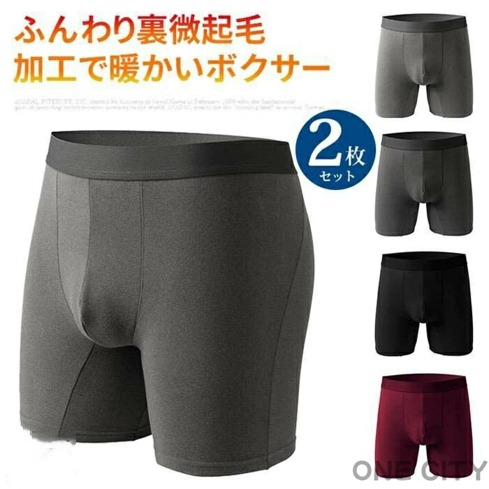 ボクサーパンツ メンズ 裏微起毛 2枚セット あったか 通気性 前閉じ あったかインナー 暖かい インナー..