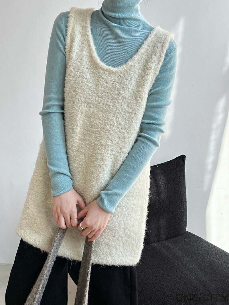 チュニック 大人可愛い 秋冬 ワンピース きれいめ トップス チュニック ノースリーブ 重ね着 チュニックワンピース uネック ニット ワンピ 膝丈 膝丈上 ミニ 大きいサイズ 50代 40代 30代 20代 秋 冬 無地 カジュアル ゆったり 体型カバー ナチュラル グレー 送料無料