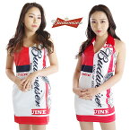 NEW バドワイザー ワンピース レッドホワイト バドガール コスプレ レースクイーン Budweiser S M L XL bw-newbd 【SS-F】