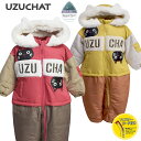 ジャンプスーツ ベビー 女の子 防寒 中綿 撥水加工 フード UZUCHAT ウズチャット アウター ジャケット スノーウェア スキーウェア スノーコンビ ツナギ つなぎ 雪遊び 冬 猫 ねこ キャット 子供服 キッズ ベビー j-snk10