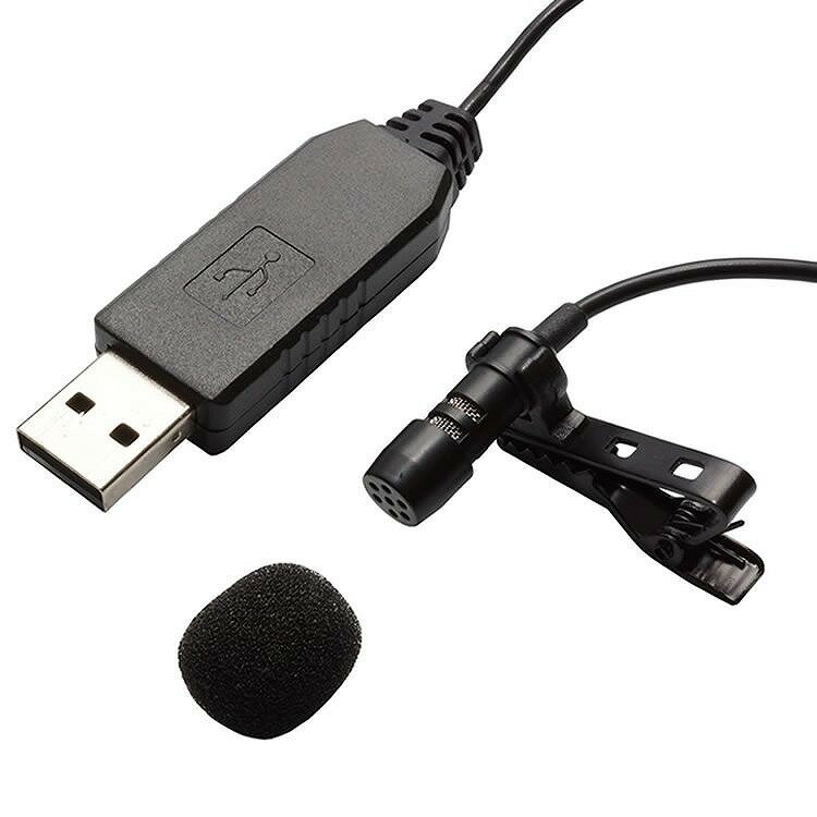 USB ピンマイク 無指向性 クリップ付き マイクロフォン 有線 小型 PC パソコン Skype インターネット通話 ハンズフリー PR-USBMIC