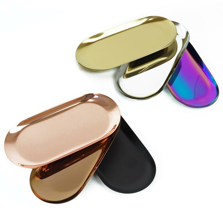 小物 トレー ステンレス 鏡面加工 オーバルトレイ キャッシュトレイ ジュエリー 受付 整理 収納 小物置き シンプル 光沢 PR-OVALTRAY【メール便対応】