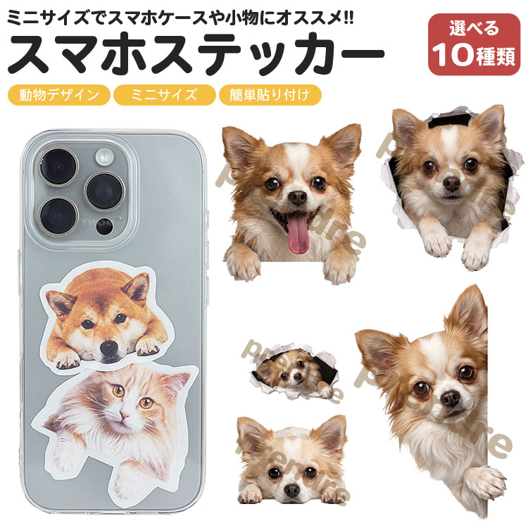 Rakuten - 犬 ステッカー スマホステッカー チワワ かわいい 動物 デコシール スマホシール アニマル シール スマートフォン スマホ ケース パソコン 小物