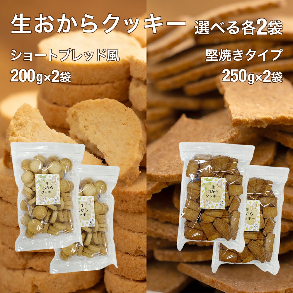 生おからクッキー 堅焼きタイプ ショートブレッド風 2袋セット 送料無料 おから 豆乳 大豆 クッキー 卵不使用 牛乳不使用 ダイエット たんぱく質 固焼き