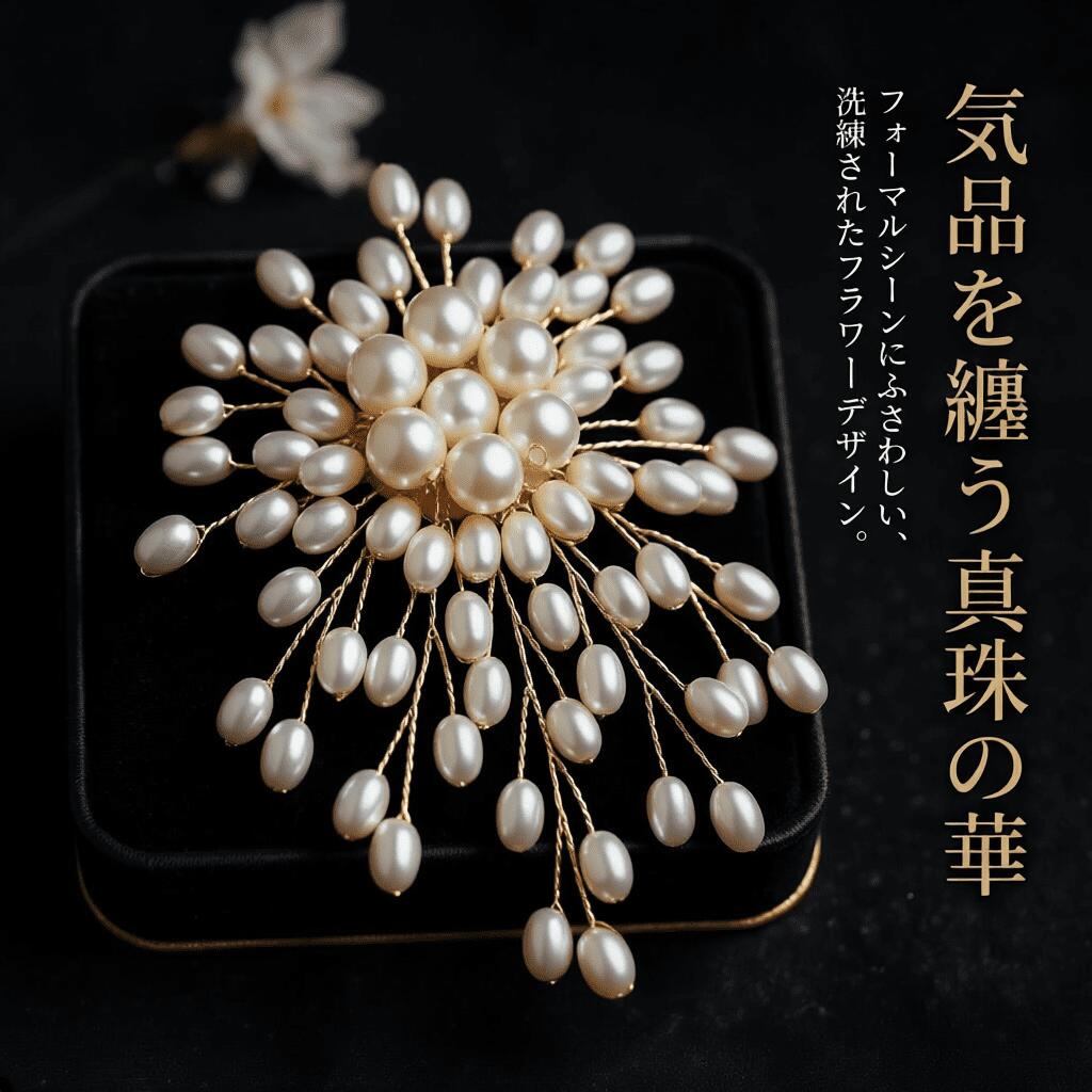 パールブローチ コサージュ フラワーデザイン 大粒パール 上品 レディース 入学式 卒業式 結婚式 セレモニー スーツ ワンピース ストール 帽子 フォーマル アクセサリー 母の日 誕生日 プレゼント 華やか パールコサージュ