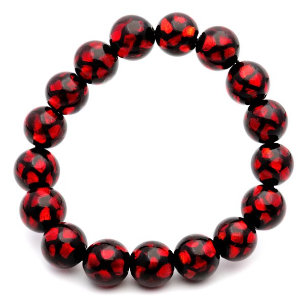 ホタルガラス レッド 赤色 Red ブレスレット 12mm とんぼ玉 沖縄 お土産 父の日 贈り物 ギフト プレゼント