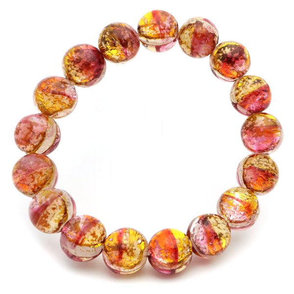 ケラマ サンセット オレンジ ホタルガラス ブレスレット 12mm 光る 夜光 とんぼ玉 沖縄 お土産 慶良間諸島 父の日 贈り物 ギフト プレゼント