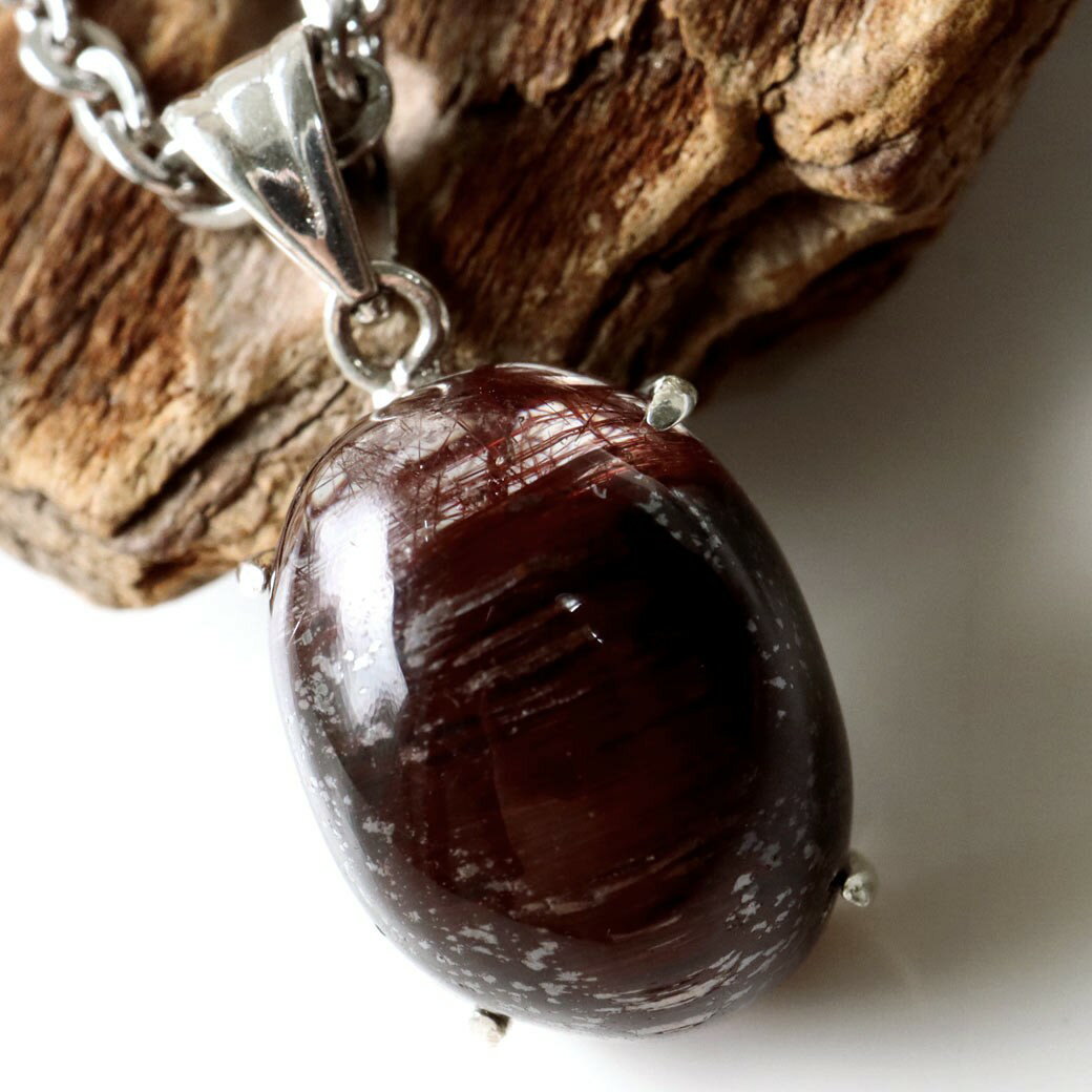 タイガールチル ネックレス 天然石 ペンダント ルチルクォーツ SILVER925製 パワーストーン 母の日 贈り物 金運 仕事運 プレゼント ブラウン 針水晶