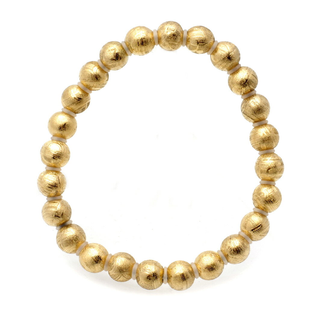 ギベオン 鉄隕石 メテオライト ブレスレット 7.5mm ナミビア産 ゴールド 天然石 パワーストーン 宇宙からの贈り物 母の日 贈り物 ギフト